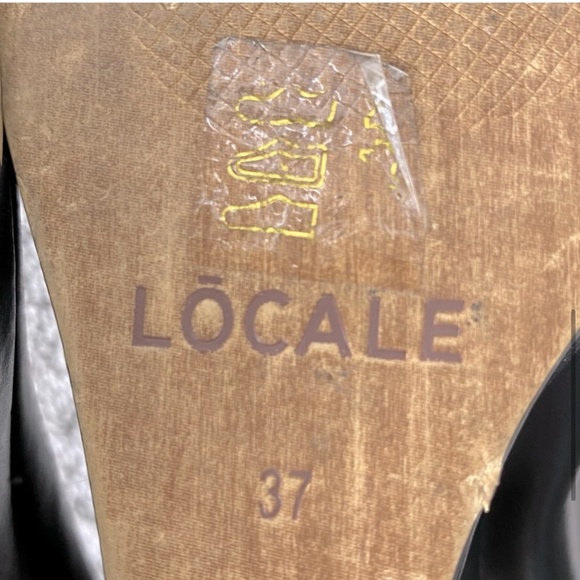 Locale Black Leather Round Toe Wedges 37 - Picture 7 of 13